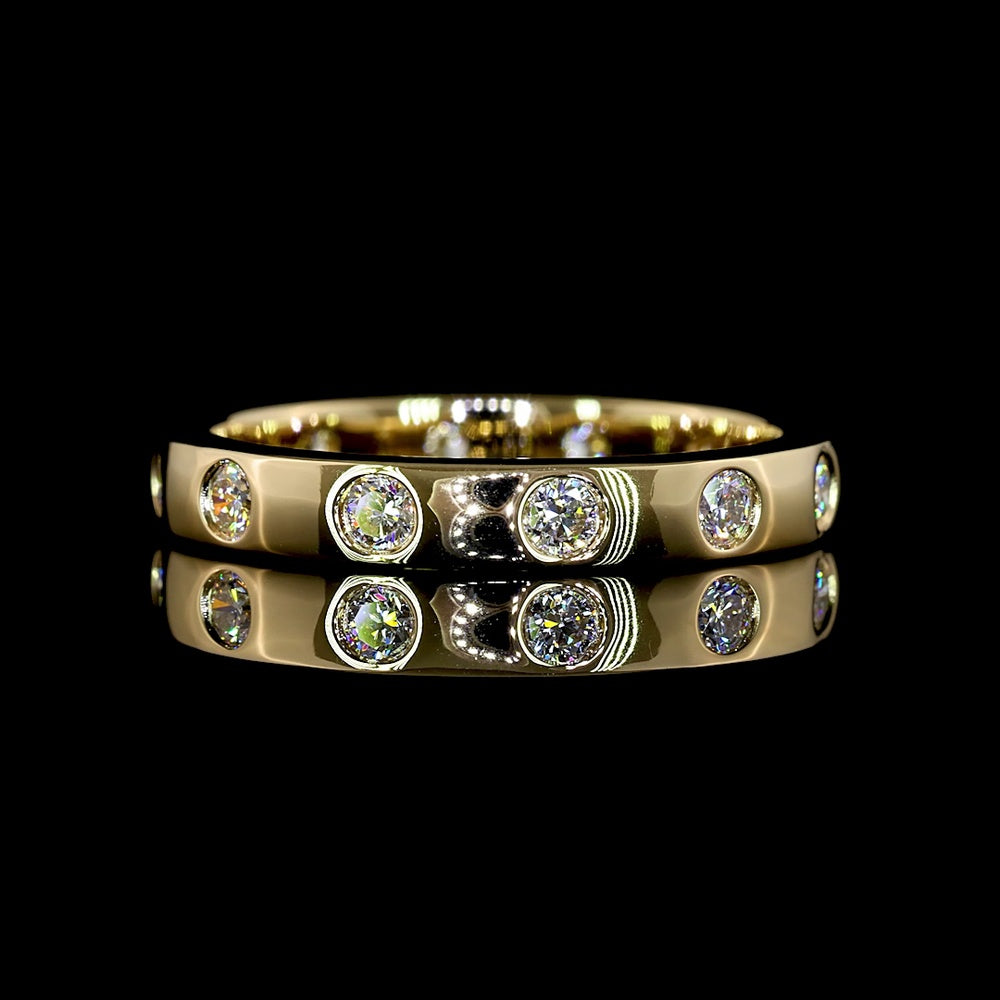 14K Yellow Gold Eternity Band with Flush Set Round Lab Grown Diamonds - 0.69 Carat Total Diamond Weight - Covaloro Fine Jewelry