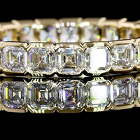 14K Yellow Gold Eternity Band with Half Bezel Set Asscher Cut Lab Diamonds - 1.98 Carats Total Diamond Weight - Covaloro Fine Jewelry