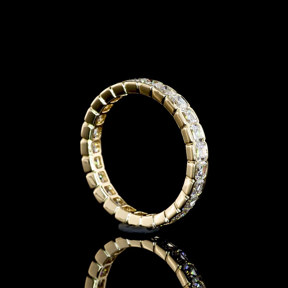 14K Yellow Gold Eternity Band with Half Bezel Set Asscher Cut Lab Diamonds - 1.98 Carats Total Diamond Weight - Covaloro Fine Jewelry