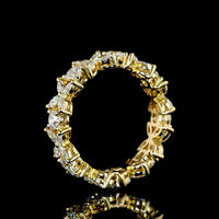 14K Yellow Gold Eternity Band with Inclined Prong Set Brilliant Round and Marquise Cut Lab Diamonds - 1.58 Carats Total Diamond Weight - Covaloro Fine Jewelry