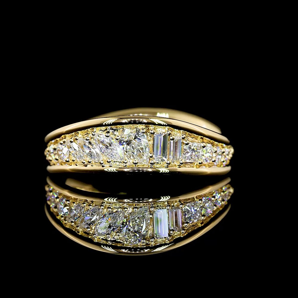 14K Yellow Gold Eternity Band with Inclined Prong Set Round Lab Diamonds - 0.57 Carat Total Diamond Weight - Covaloro Fine Jewelry