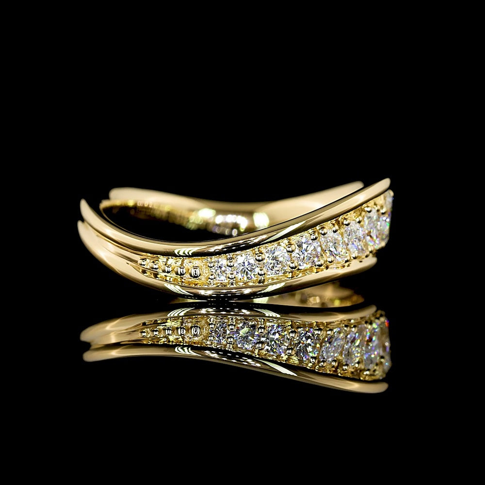 14K Yellow Gold Eternity Band with Inclined Prong Set Round Lab Diamonds - 0.57 Carat Total Diamond Weight - Covaloro Fine Jewelry