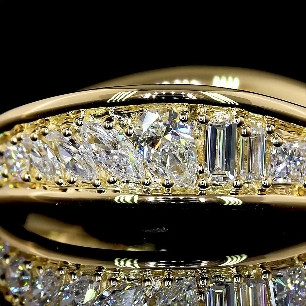14K Yellow Gold Eternity Band with Inclined Prong Set Round Lab Diamonds - 0.57 Carat Total Diamond Weight - Covaloro Fine Jewelry