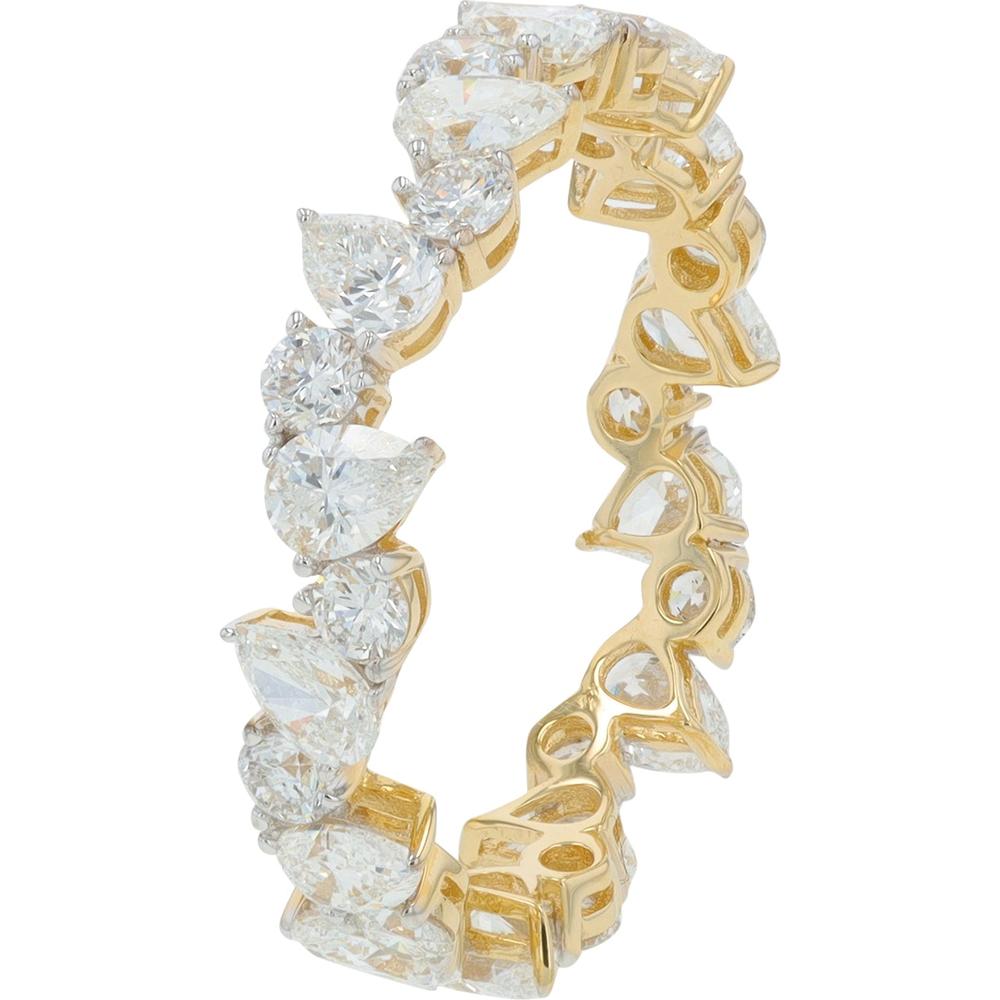 14K Yellow Gold Eternity Band with Lab - Grown Pear and Round Diamonds - 2.50 Carat Total Diamond Weight