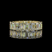 14K Yellow Gold Eternity Band with North-South Prong Set Emerald Cut Lab Diamonds - 10.39 Carat Total Weight - Covaloro Fine Jewelry