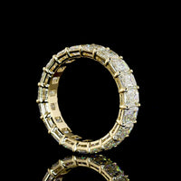 14K Yellow Gold Eternity Band with North-South Prong Set Emerald Cut Lab Diamonds - 10.39 Carat Total Weight - Covaloro Fine Jewelry