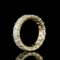 14K Yellow Gold Eternity Band with North-South Prong Set Emerald Cut Lab Diamonds - 10.39 Carat Total Weight - Covaloro Fine Jewelry