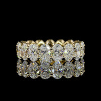 14K Yellow Gold Eternity Band with North-South Prong Set Oval Cut Lab Diamonds - 4.84 Carat Total Diamond Weight - Covaloro Fine Jewelry