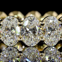 14K Yellow Gold Eternity Band with North-South Prong Set Oval Cut Lab Diamonds - 4.84 Carat Total Diamond Weight - Covaloro Fine Jewelry