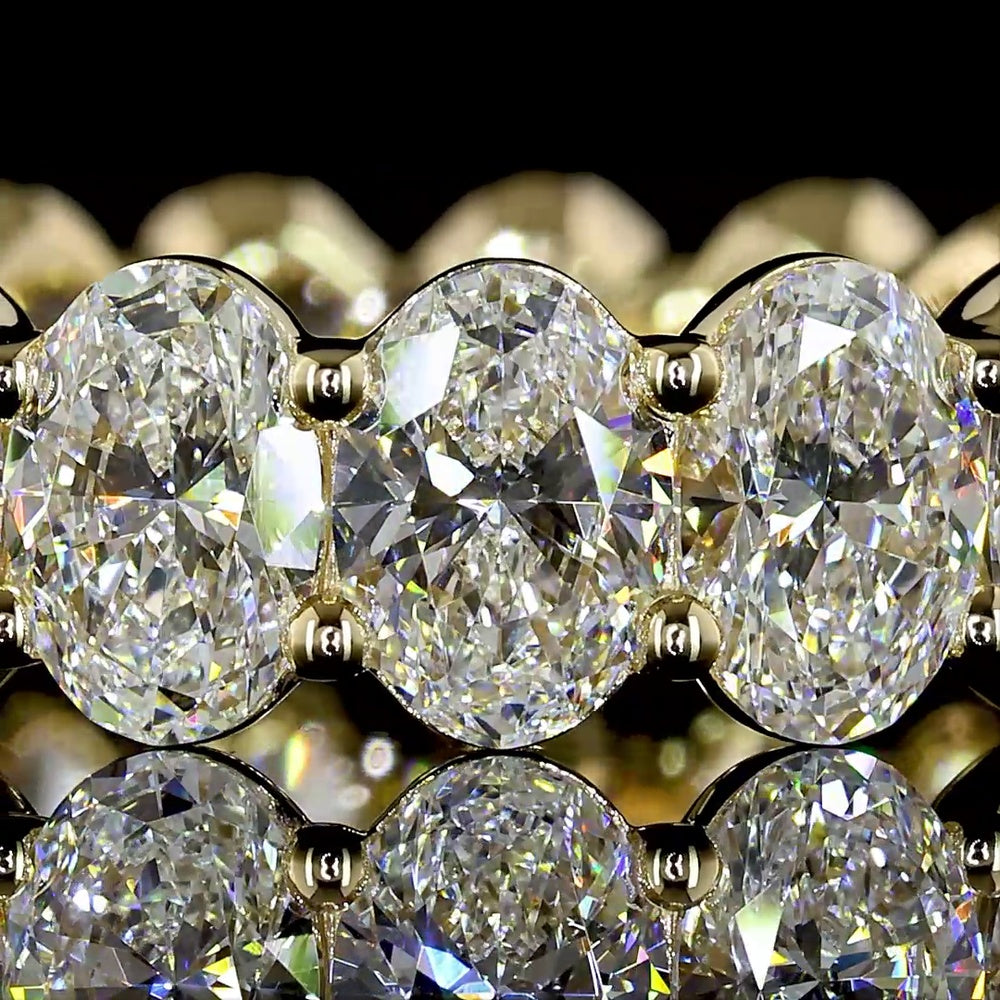 14K Yellow Gold Eternity Band with North-South Prong Set Oval Cut Lab Diamonds - 4.84 Carat Total Diamond Weight - Covaloro Fine Jewelry