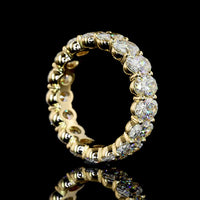 14K Yellow Gold Eternity Band with North-South Prong Set Oval Cut Lab Diamonds - 4.84 Carat Total Diamond Weight - Covaloro Fine Jewelry