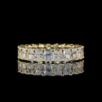 14K Yellow Gold Eternity Band with North-South Prong Set Radiant Cut Lab Diamonds - 3.38 Carats Total Diamond Weight - Covaloro Fine Jewelry
