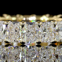 14K Yellow Gold Eternity Band with North-South Prong Set Radiant Cut Lab Diamonds - 3.38 Carats Total Diamond Weight - Covaloro Fine Jewelry