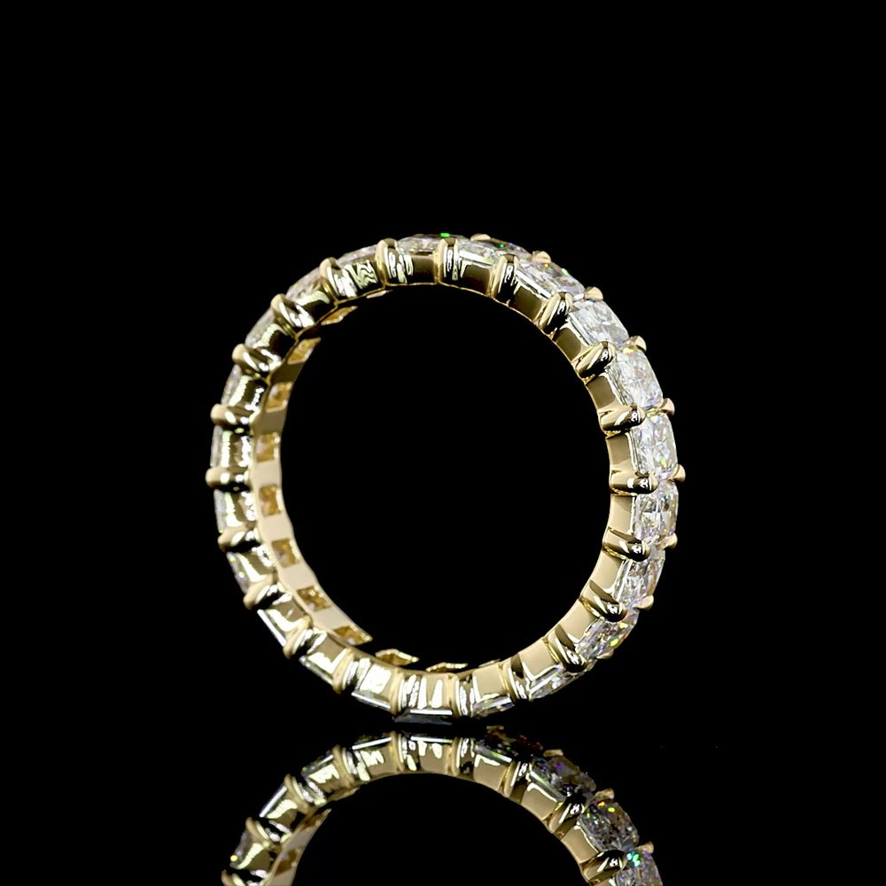 14K Yellow Gold Eternity Band with North-South Prong Set Radiant Cut Lab Diamonds - 3.38 Carats Total Diamond Weight - Covaloro Fine Jewelry