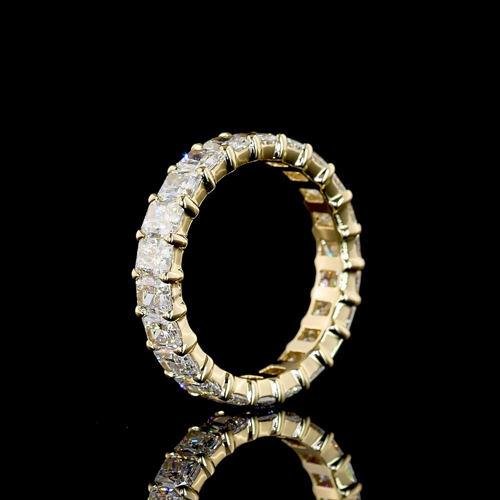14K Yellow Gold Eternity Band with North-South Prong Set Radiant Cut Lab Diamonds - 3.38 Carats Total Diamond Weight - Covaloro Fine Jewelry