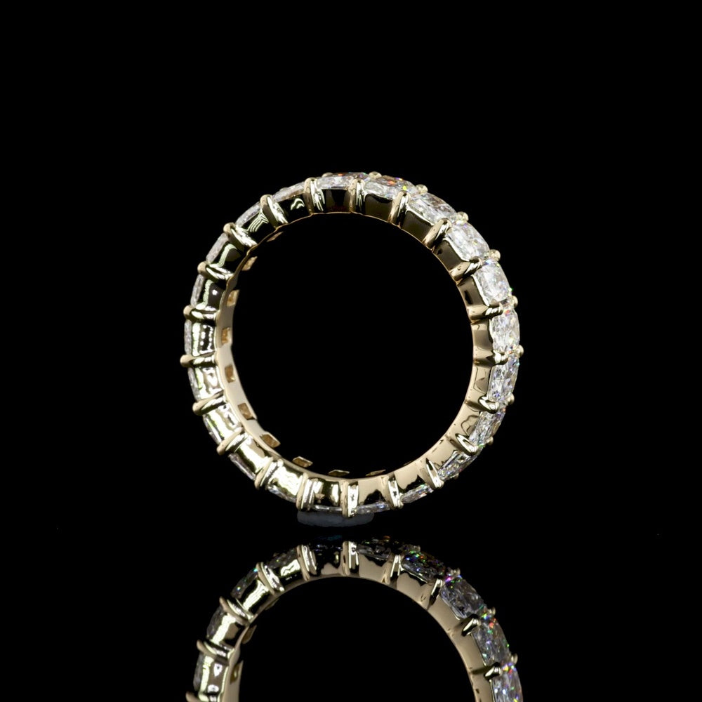 14K Yellow Gold Eternity Band with North-South Prong Set Radiant Cut Lab Diamonds - 5.91 Carat Total Diamond Weight - Covaloro Fine Jewelry