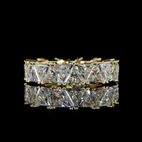 14K Yellow Gold Eternity Band with North-South Prong Set Trillion Cut Lab Diamonds - 5.98 Carat Total Weight - Covaloro Fine Jewelry