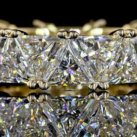 14K Yellow Gold Eternity Band with North-South Prong Set Trillion Cut Lab Diamonds - 5.98 Carat Total Weight - Covaloro Fine Jewelry