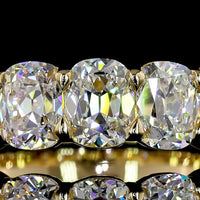 14K Yellow Gold Eternity Band with North-South Set Antique Cushion Cut Lab Diamonds - 3.62 Carats Total Diamond Weight - Covaloro Fine Jewelry