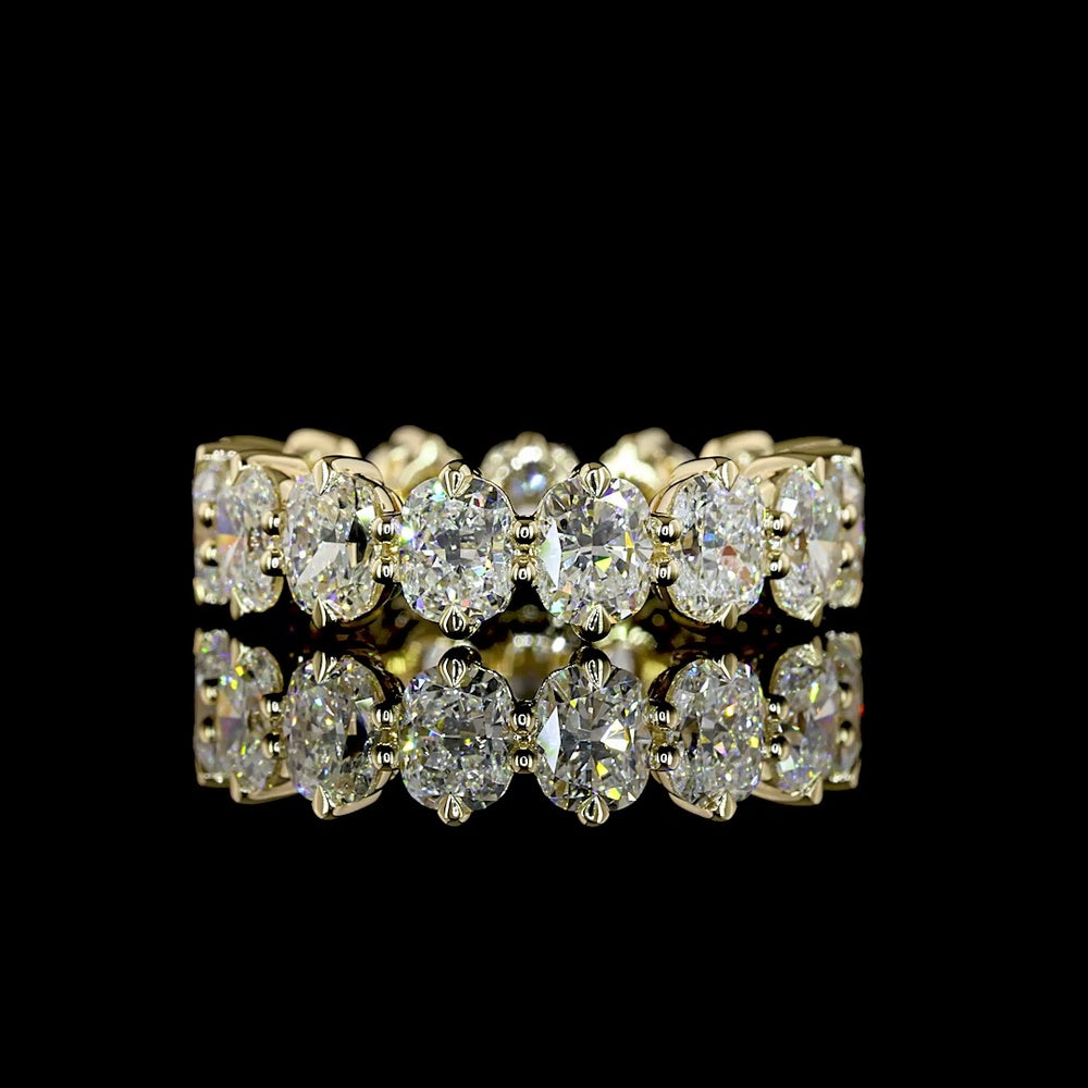 14K Yellow Gold Eternity Band with North-South Set Cushion Brilliant Lab Diamonds - 4.65 Carats Total Diamond Weight - Covaloro Fine Jewelry