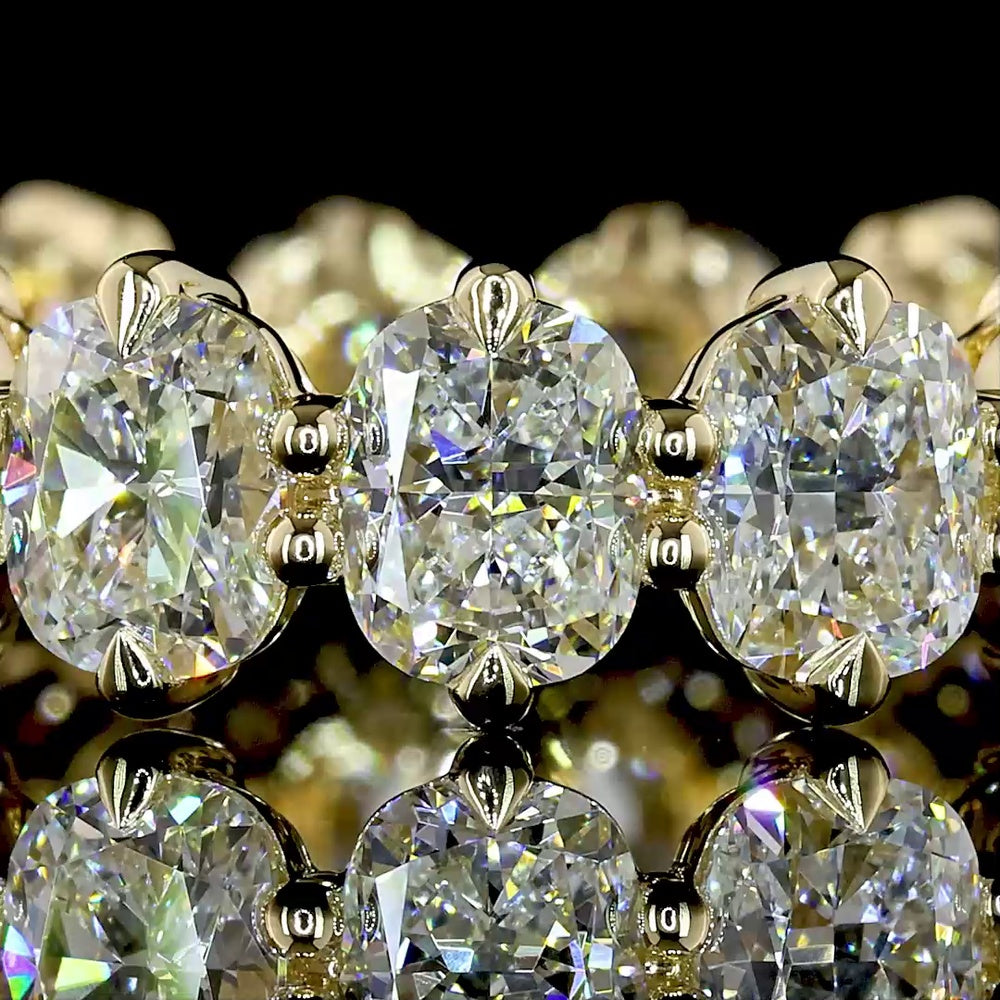 14K Yellow Gold Eternity Band with North-South Set Cushion Brilliant Lab Diamonds - 4.65 Carats Total Diamond Weight - Covaloro Fine Jewelry