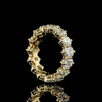 14K Yellow Gold Eternity Band with North-South Set Cushion Brilliant Lab Diamonds - 4.65 Carats Total Diamond Weight - Covaloro Fine Jewelry