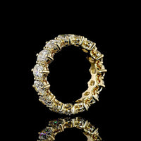 14K Yellow Gold Eternity Band with North-South Set Cushion Brilliant Lab Diamonds - 4.65 Carats Total Diamond Weight - Covaloro Fine Jewelry