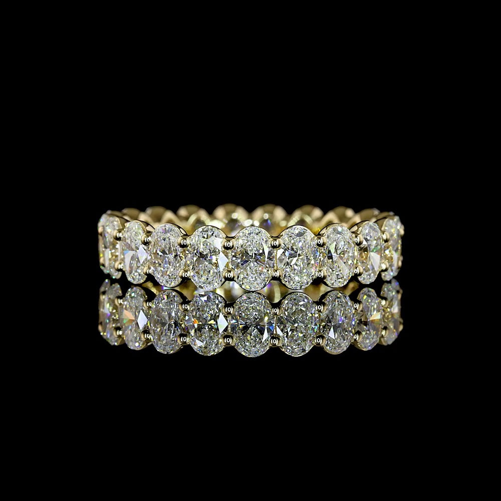 14K Yellow Gold Eternity Band with North-South Set Oval Cut Lab Diamonds - 3.20 Carat Total Weight - Covaloro Fine Jewelry
