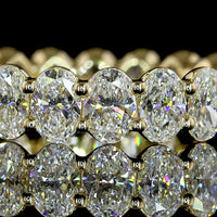 14K Yellow Gold Eternity Band with North-South Set Oval Cut Lab Diamonds - 3.20 Carat Total Weight - Covaloro Fine Jewelry