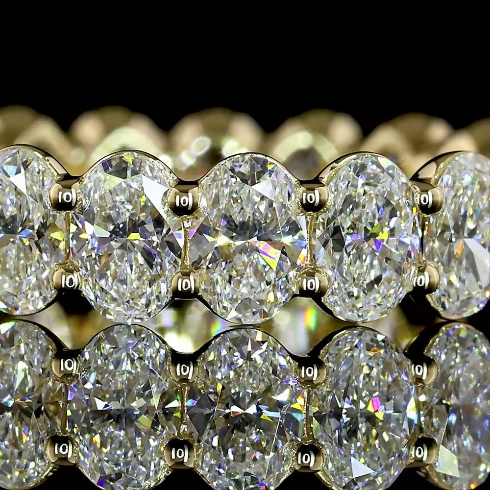 14K Yellow Gold Eternity Band with North-South Set Oval Cut Lab Diamonds - 3.20 Carat Total Weight - Covaloro Fine Jewelry