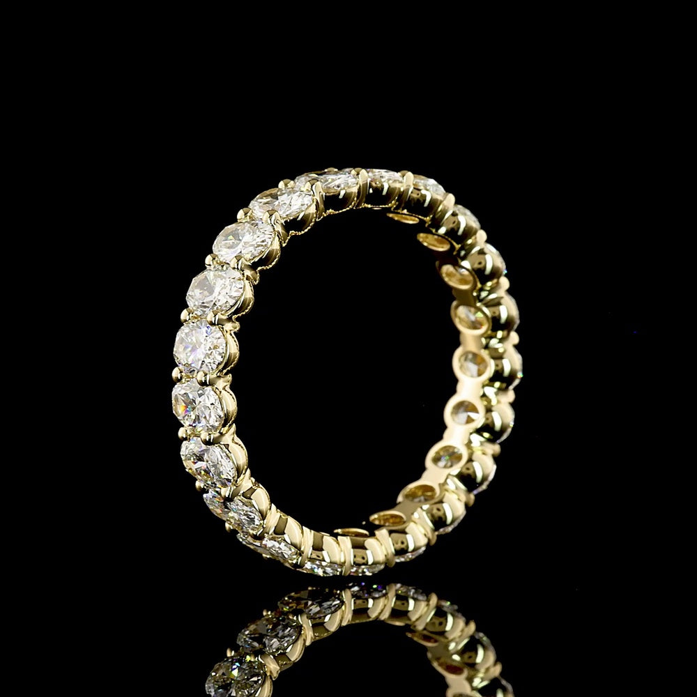 14K Yellow Gold Eternity Band with North-South Set Oval Cut Lab Diamonds - 3.20 Carat Total Weight - Covaloro Fine Jewelry