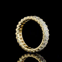 14K Yellow Gold Eternity Band with North-South U-Prong Set Emerald Cut Lab Diamonds - 2.82 Carats Total Diamond Weight - Covaloro Fine Jewelry
