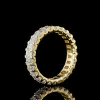 14K Yellow Gold Eternity Band with North-South U-Prong Set Emerald Cut Lab Diamonds - 2.82 Carats Total Diamond Weight - Covaloro Fine Jewelry