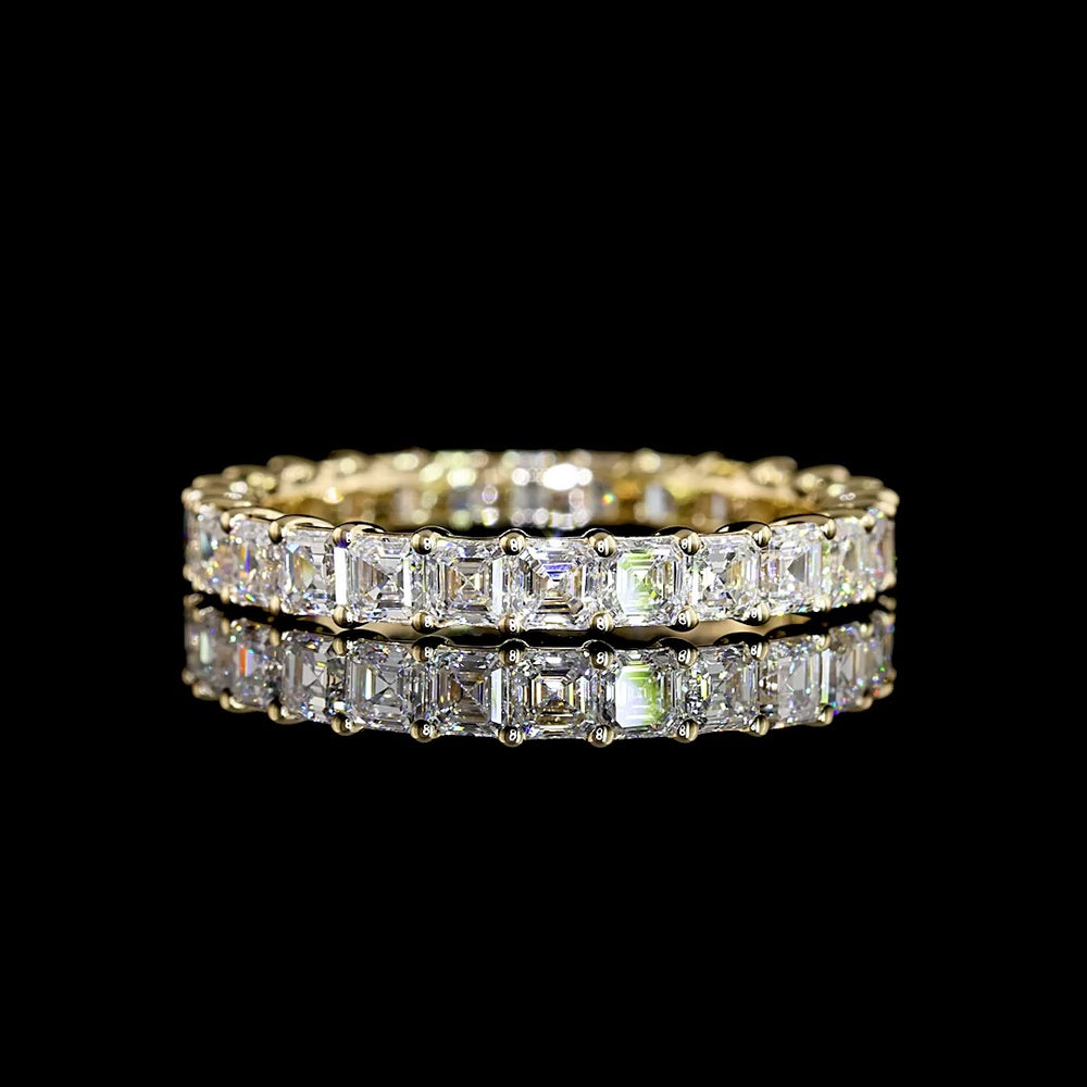14K Yellow Gold Eternity Band with Prong Set Asscher Cut Lab Diamonds - 2.12 Total Carat Weight, E-F Color VS1 Clarity - Covaloro Fine Jewelry