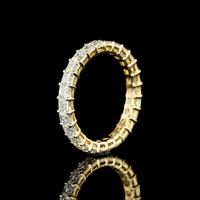14K Yellow Gold Eternity Band with Prong Set Asscher Cut Lab Diamonds - 2.12 Total Carat Weight, E-F Color VS1 Clarity - Covaloro Fine Jewelry