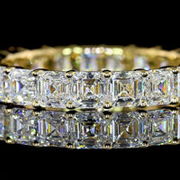 14K Yellow Gold Eternity Band with Prong Set Asscher Cut Lab Diamonds - 3.05 Carats Total Diamond Weight - Covaloro Fine Jewelry