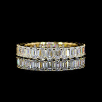 14K Yellow Gold Eternity Band with Prong-Set Emerald Cut Lab Diamonds - 2.41 Carat Total Diamond Weight - Covaloro Fine Jewelry