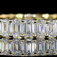 14K Yellow Gold Eternity Band with Prong-Set Emerald Cut Lab Diamonds - 2.41 Carat Total Diamond Weight - Covaloro Fine Jewelry