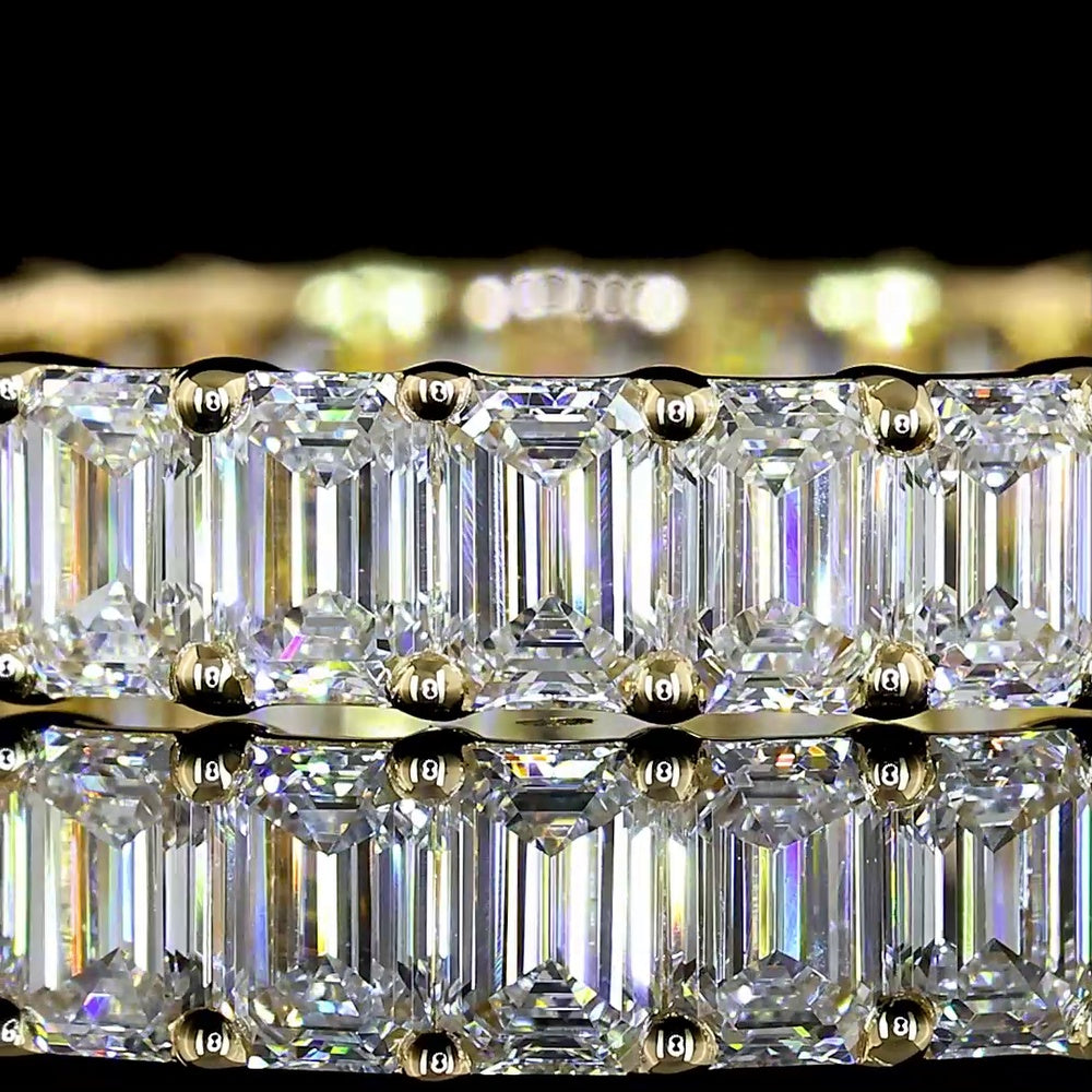 14K Yellow Gold Eternity Band with Prong-Set Emerald Cut Lab Diamonds - 2.41 Carat Total Diamond Weight - Covaloro Fine Jewelry