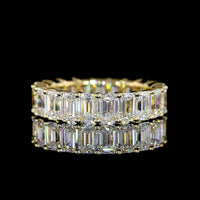 14K Yellow Gold Eternity Band with Prong Set Emerald Cut Lab Diamonds - 9.14 Carats Total Diamond Weight - Covaloro Fine Jewelry