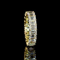 14K Yellow Gold Eternity Band with Prong Set Emerald Cut Lab Diamonds - 9.14 Carats Total Diamond Weight - Covaloro Fine Jewelry
