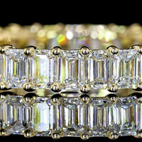 14K Yellow Gold Eternity Band with Prong Set Emerald Cut Lab-Grown Diamonds - E-F Color, VS1 Clarity, 31 Stones, 1.99 Total Carat Weight - Covaloro Fine Jewelry