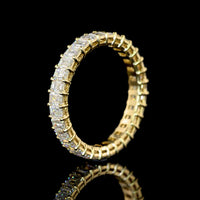 14K Yellow Gold Eternity Band with Prong Set Emerald Cut Lab-Grown Diamonds - E-F Color, VS1 Clarity, 31 Stones, 1.99 Total Carat Weight - Covaloro Fine Jewelry