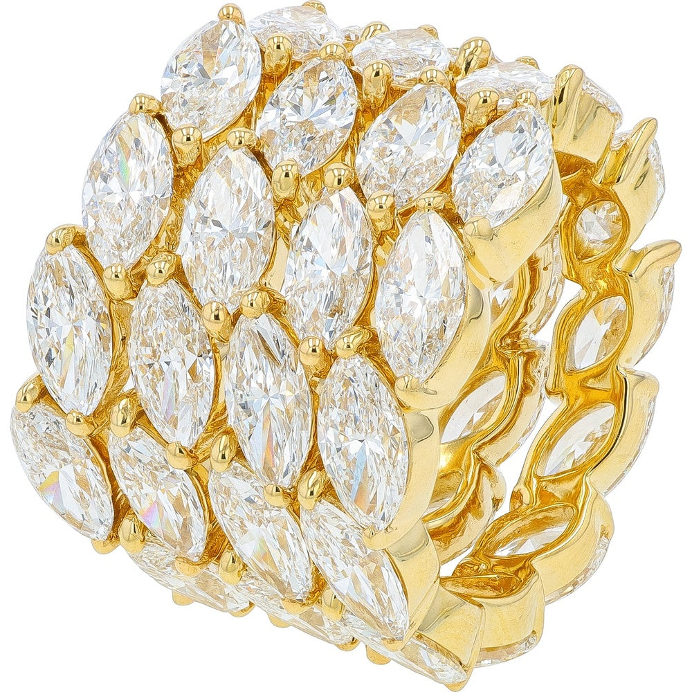 14K Yellow Gold Eternity Band with Prong-Set Marquise Cut Lab Grown Diamonds - 15.00 Carat Total Diamond Weight