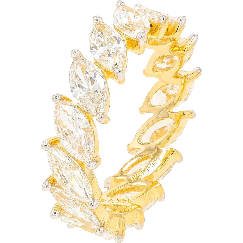 14K Yellow Gold Eternity Band with Prong-Set Marquise Lab-Grown Diamonds - 3.75 Carat Total Diamond Weight