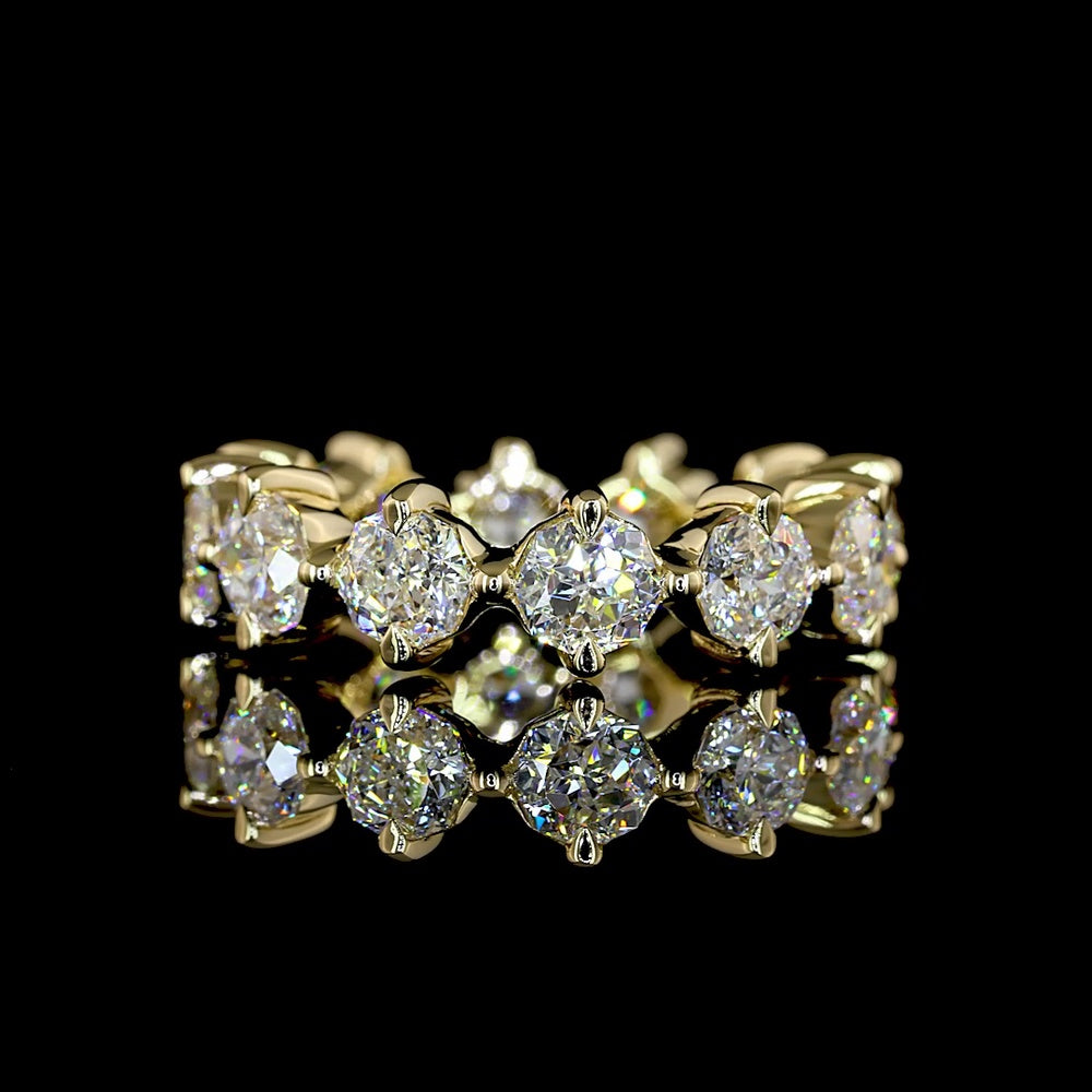 14K Yellow Gold Eternity Band with Prong-Set Octagon Cut Lab Diamonds - 3.97 Carats Total Diamond Weight - Covaloro Fine Jewelry