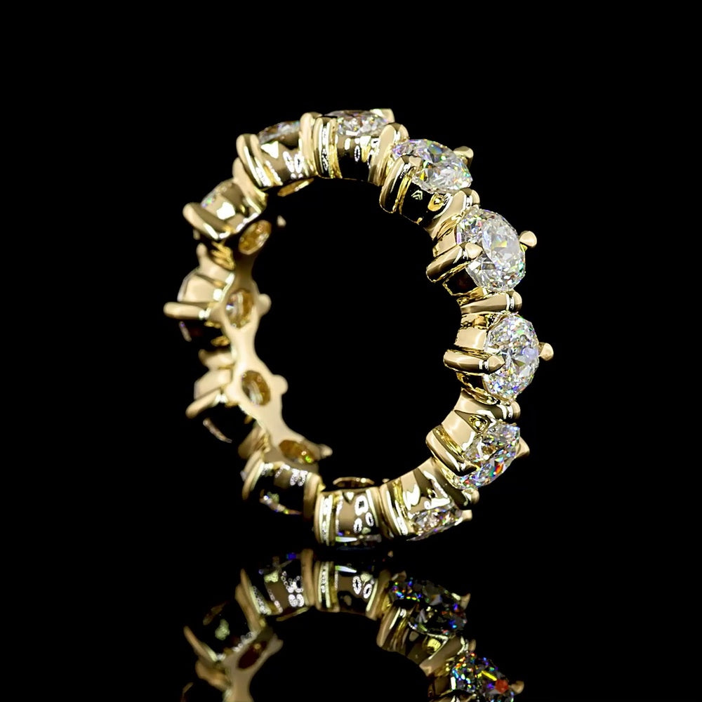 14K Yellow Gold Eternity Band with Prong-Set Octagon Cut Lab Diamonds - 3.97 Carats Total Diamond Weight - Covaloro Fine Jewelry