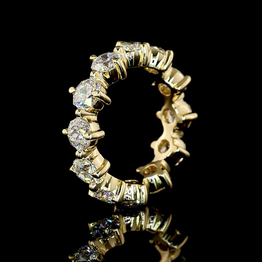 14K Yellow Gold Eternity Band with Prong-Set Octagon Cut Lab Diamonds - 3.97 Carats Total Diamond Weight - Covaloro Fine Jewelry