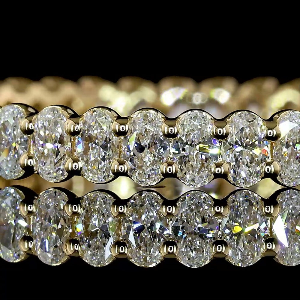14K Yellow Gold Eternity Band with Prong Set Oval Cut Lab Diamonds - 1.00 Total Carat Weight, E-F Color, VS1 Clarity - Covaloro Fine Jewelry