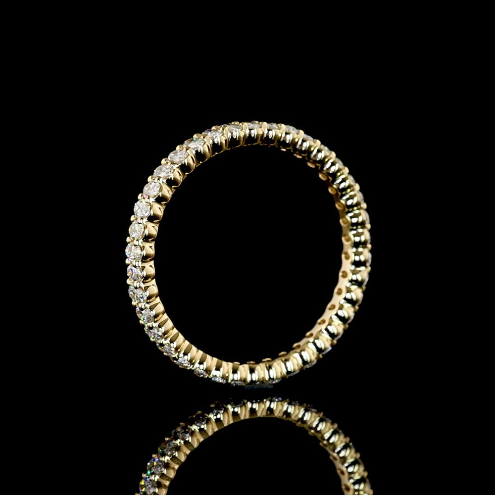 14K Yellow Gold Eternity Band with Prong Set Oval Cut Lab Diamonds - 1.00 Total Carat Weight, E-F Color, VS1 Clarity - Covaloro Fine Jewelry